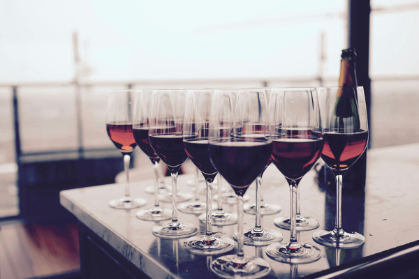 red wine in glasses on a table in barossa